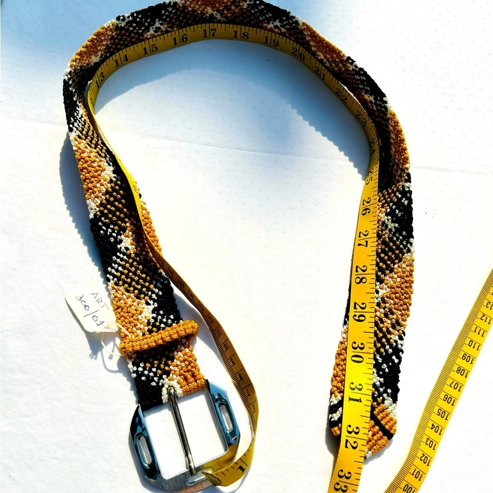 Macrame Belt Gold Black Silver Buckle Handcrafted